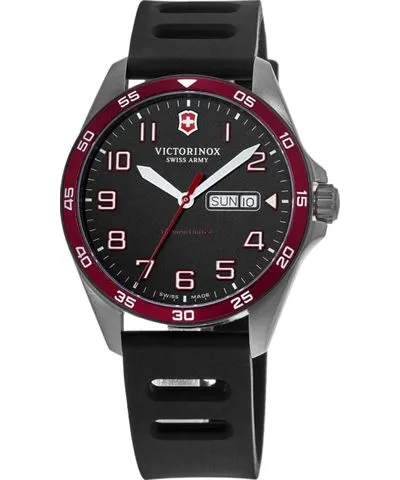 Victorinox Swiss Army Fieldforce Sport Limited Edition Black Dial Red Bezel Titanium Rubber Strap Men's Watch 249168