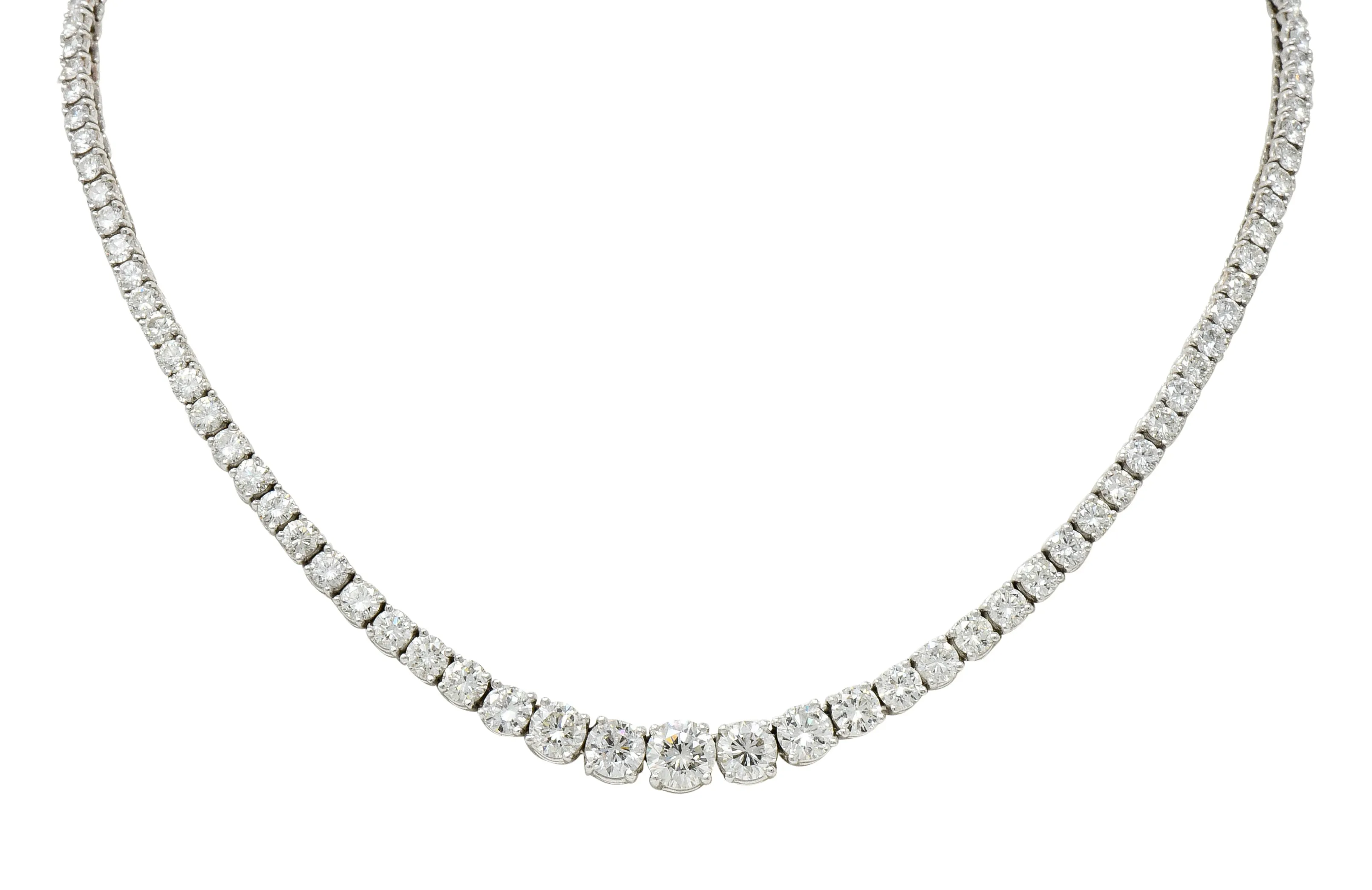 Vintage 14.00 CTW Graduated Diamond Platinum Riviera Necklace