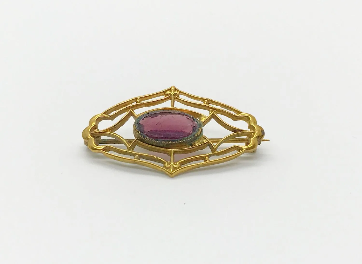 Vintage Brooch with Oval Purple Stone