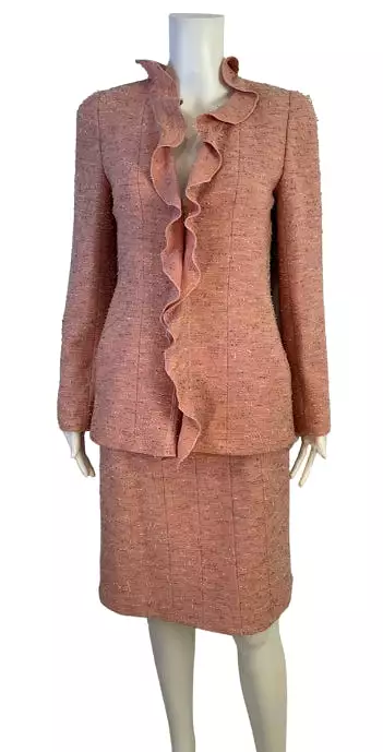 Vintage Chanel 99A 1999 Fall Pink Skirt Suit US 6/8