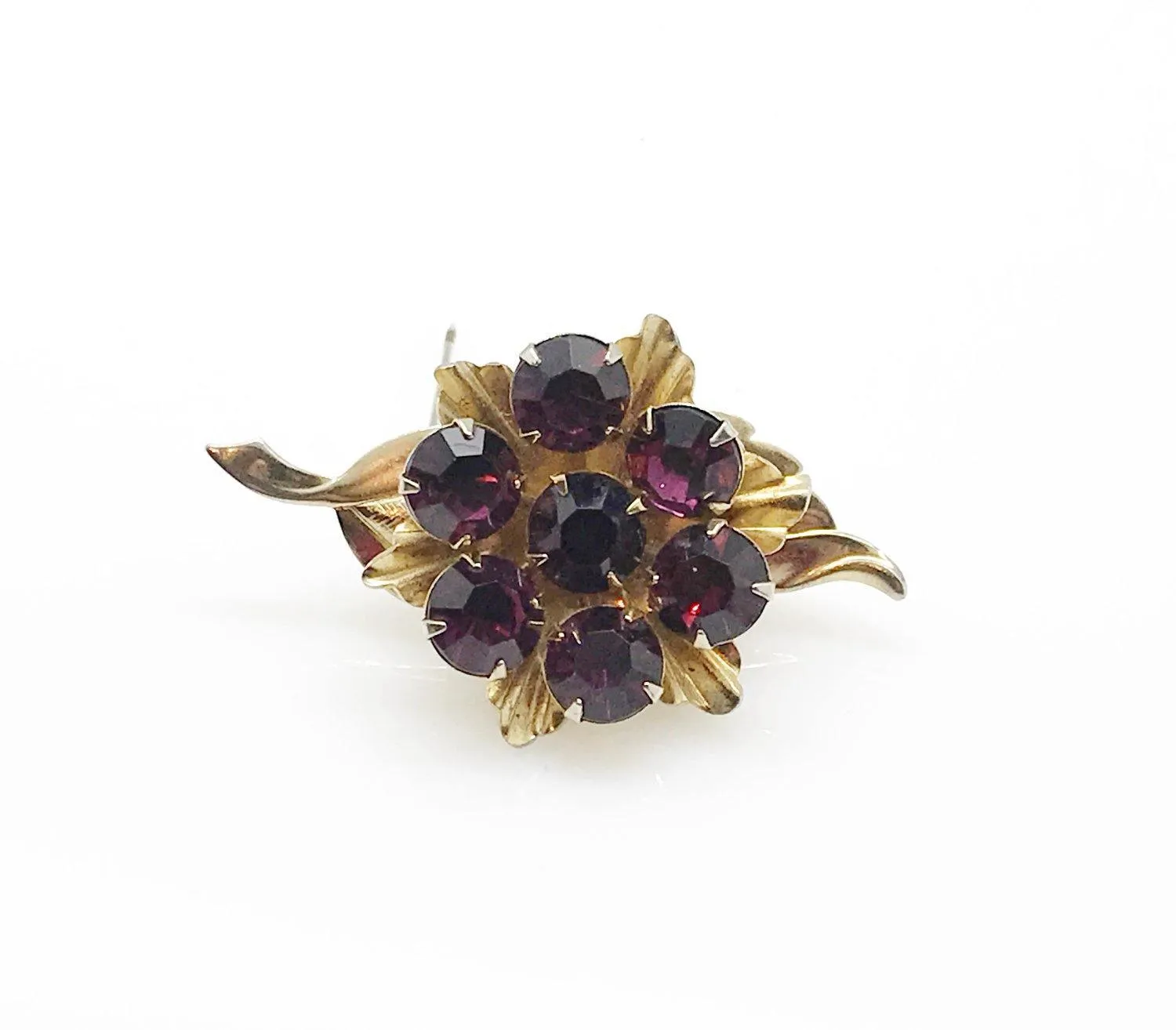 Vintage Spinning Brooch with Purple Stones