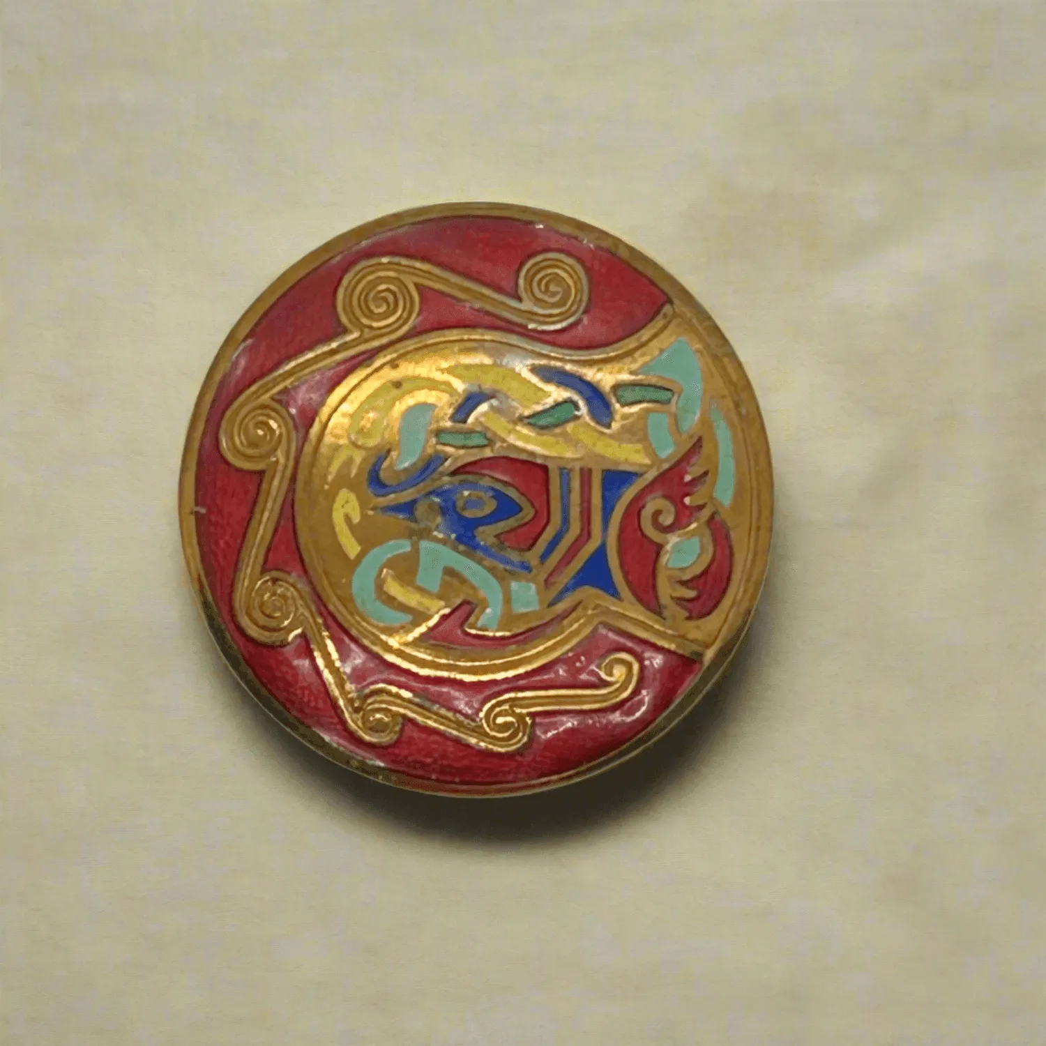 Vintage Tara Round Enamel Celtic Brooch- Pendant