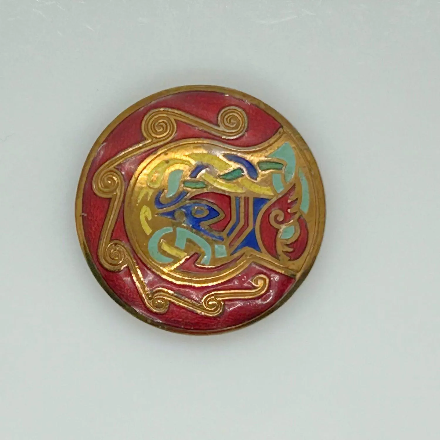 Vintage Tara Round Enamel Celtic Brooch- Pendant