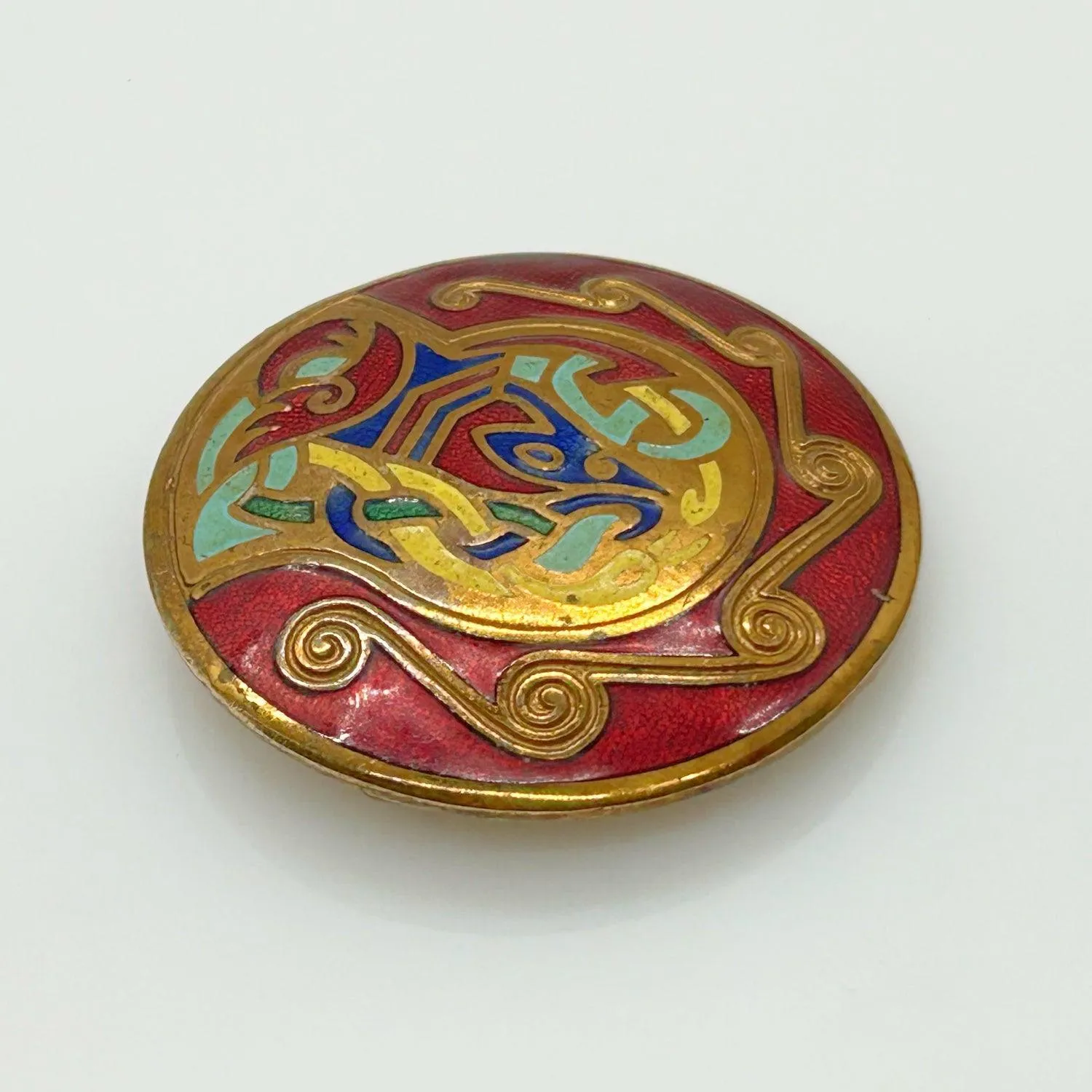 Vintage Tara Round Enamel Celtic Brooch- Pendant