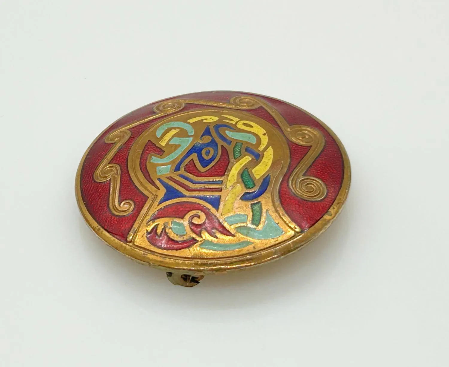 Vintage Tara Round Enamel Celtic Brooch- Pendant