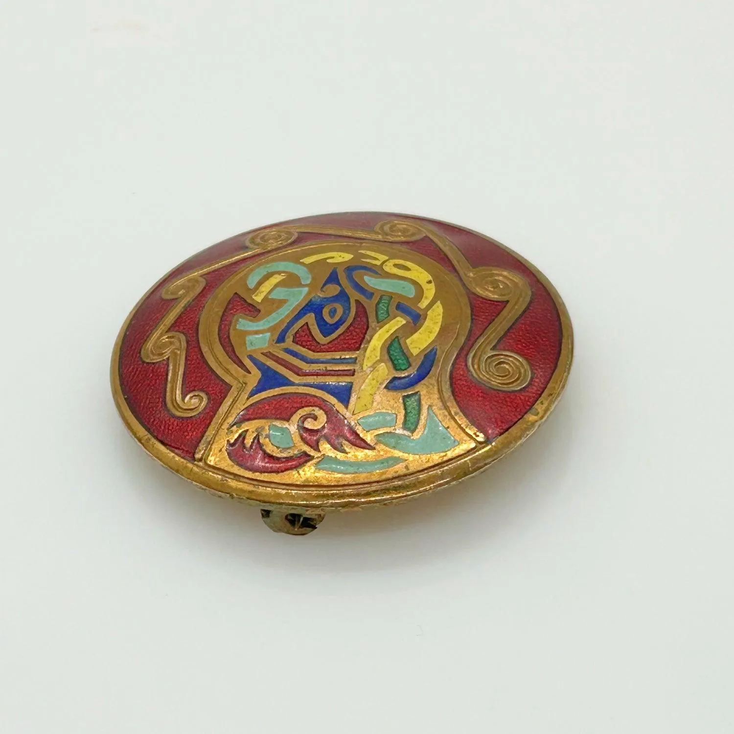 Vintage Tara Round Enamel Celtic Brooch- Pendant