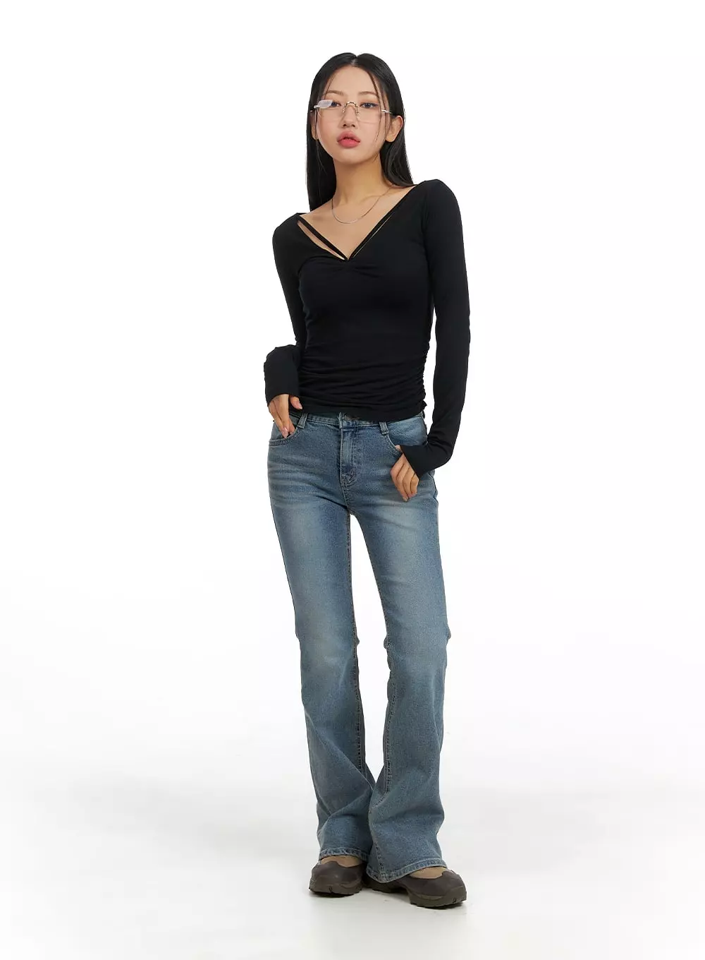 Washed Bootcut Jeans CM411