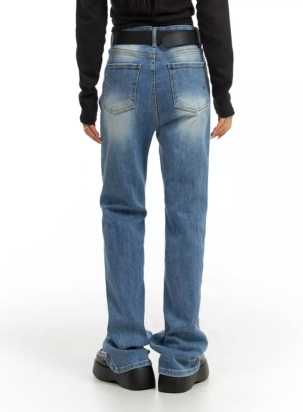 Washed Slim Fit Bootcut Jeans CF415