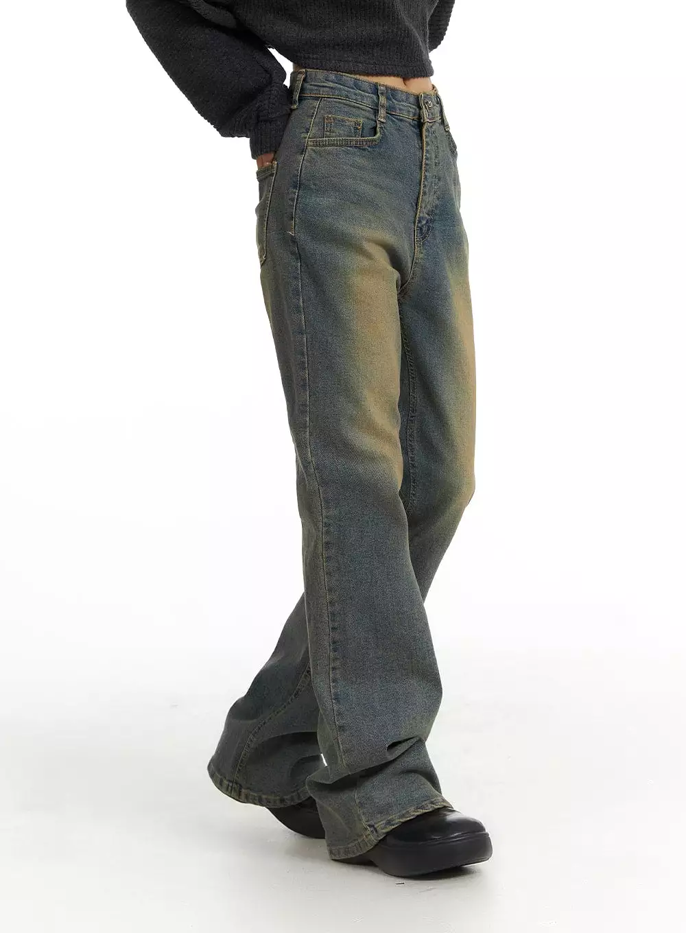 Washed Slim Fit Bootcut Jeans CJ431