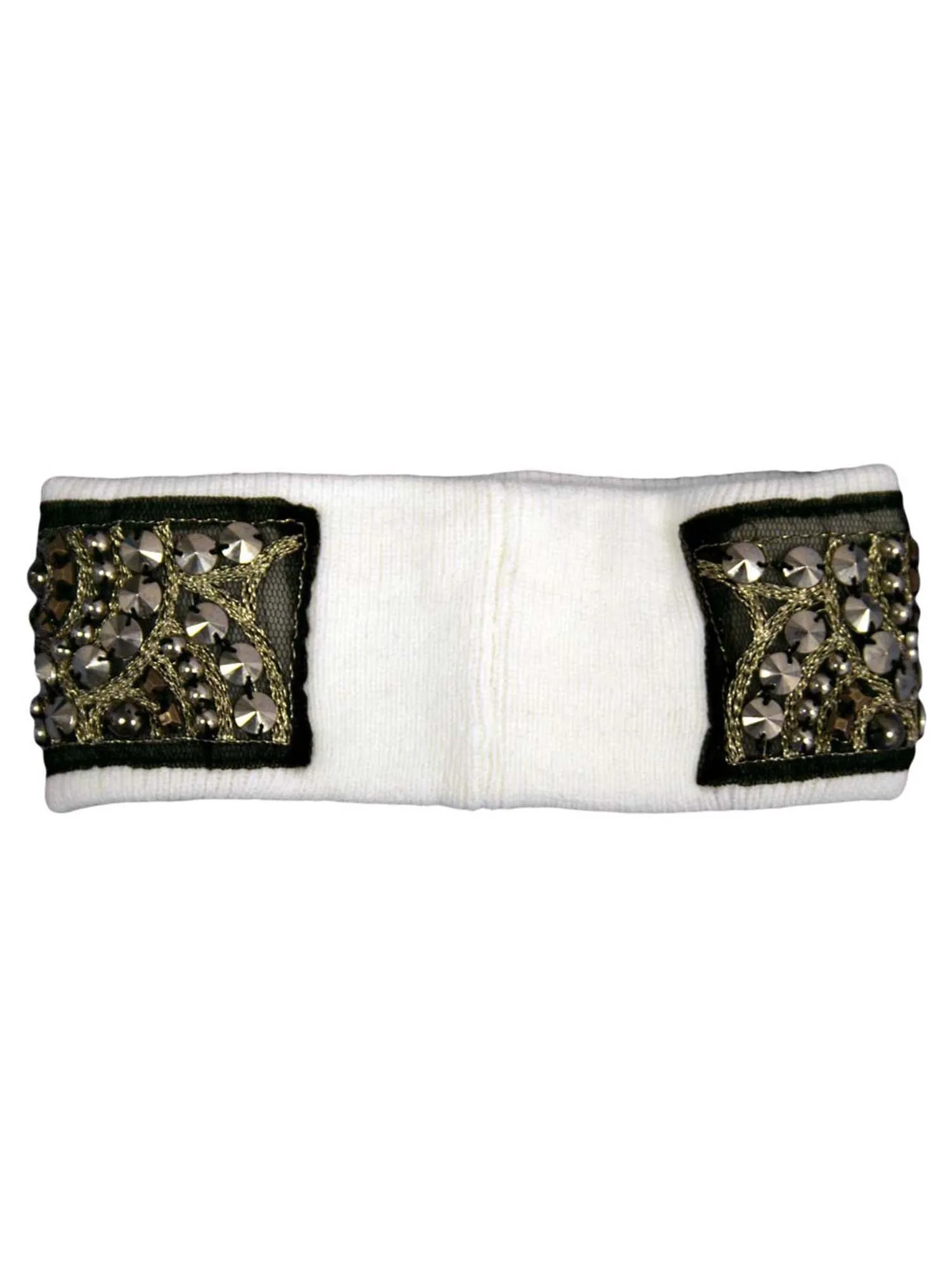 White Bohemian Style Beaded & Studded Headband