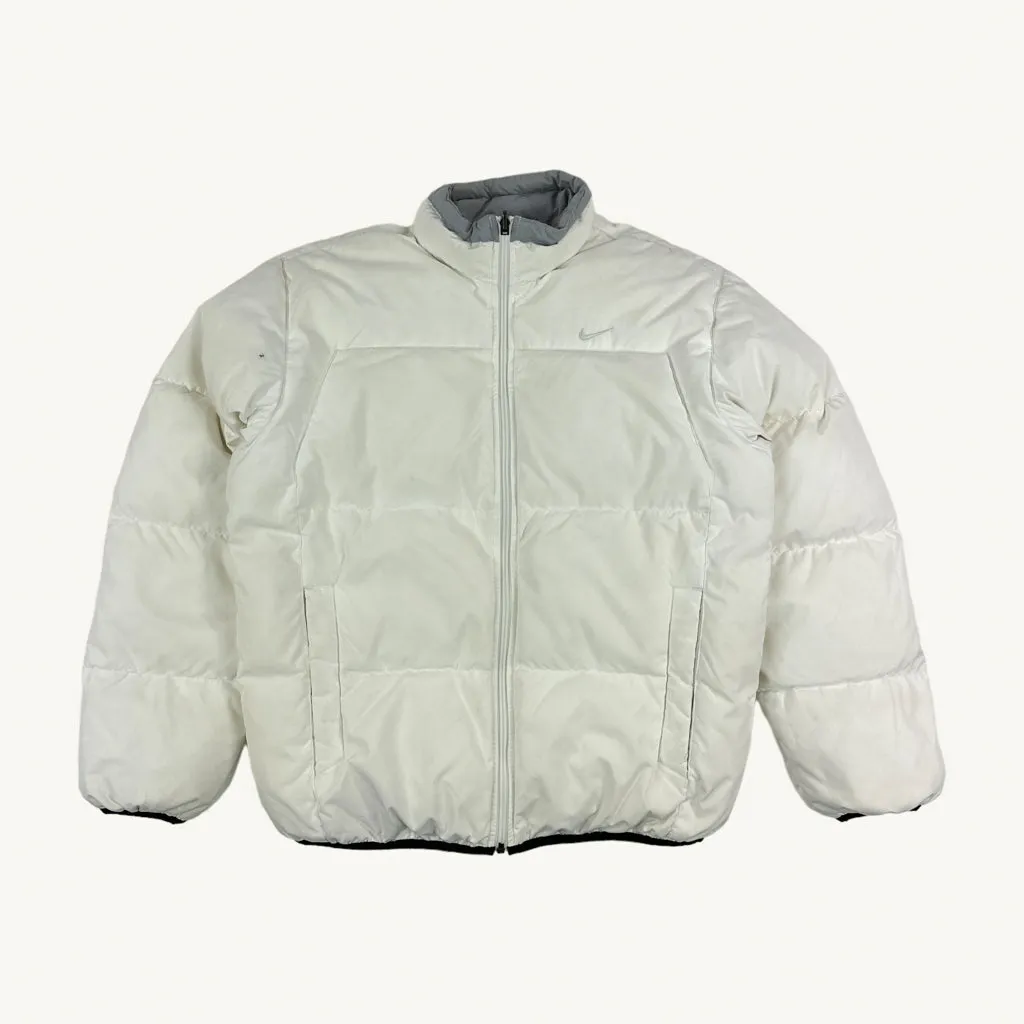 White y2ks NIKE Reversible Puffer Jacket Coat (M)