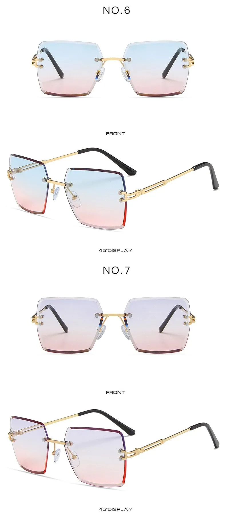 Women's Gradient Tea Shades Fashion Square Cat Eye Sunglasses