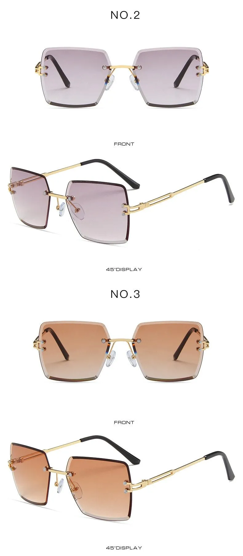 Women's Gradient Tea Shades Fashion Square Cat Eye Sunglasses