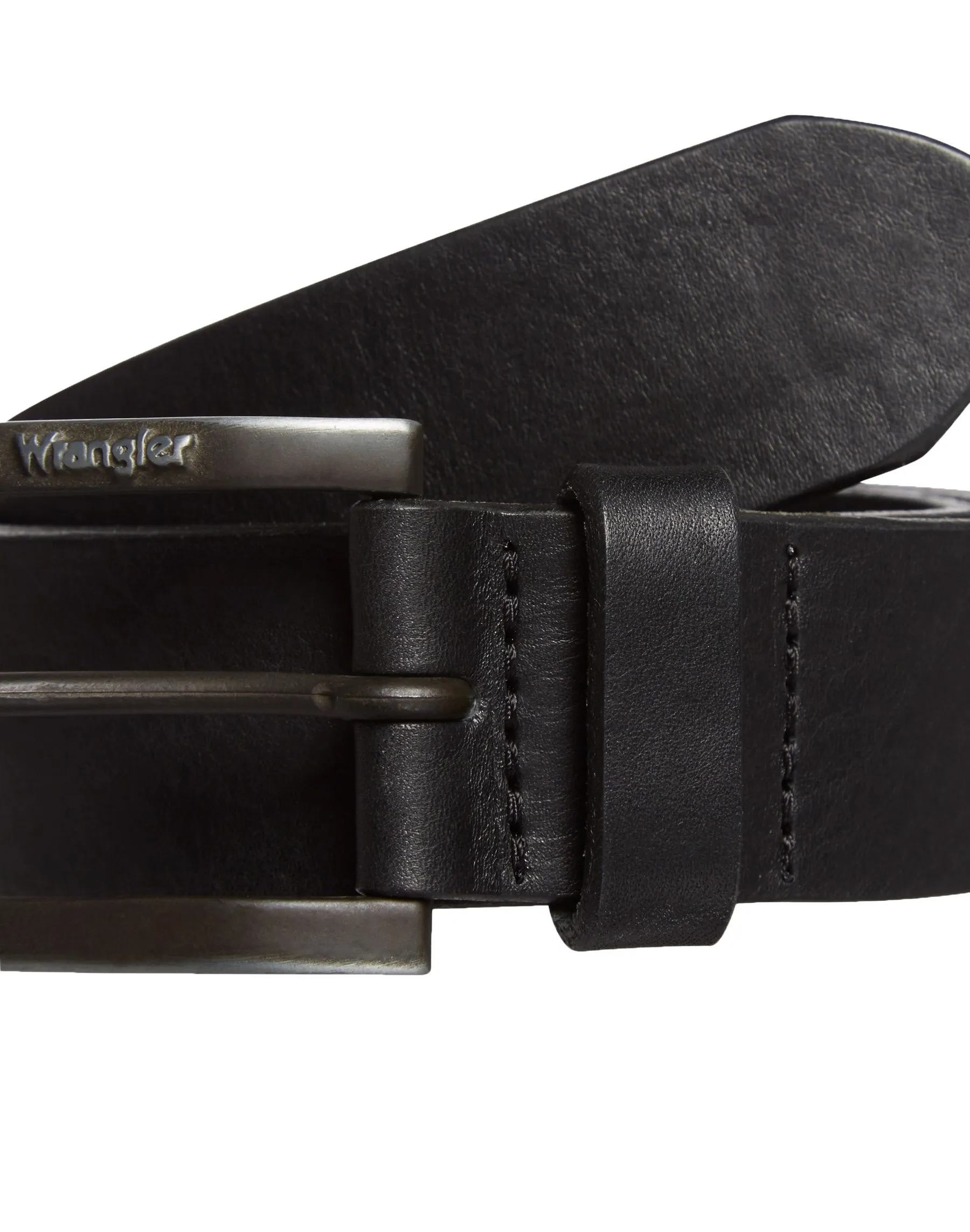 Wrangler Kabel Buckle Leather Metal Loop Belt Black