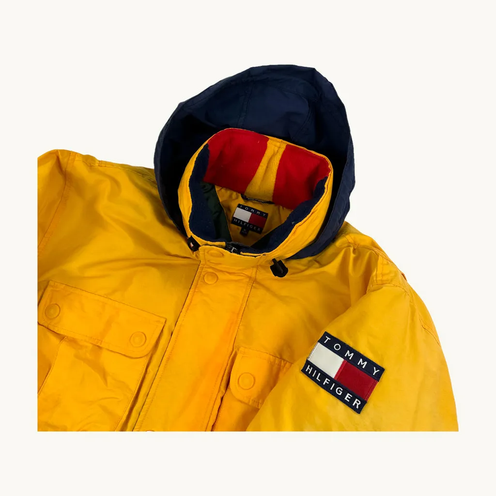 Yellow 90s Tommy Hilfiger Sailing Puffer Jacket Coat (XL)