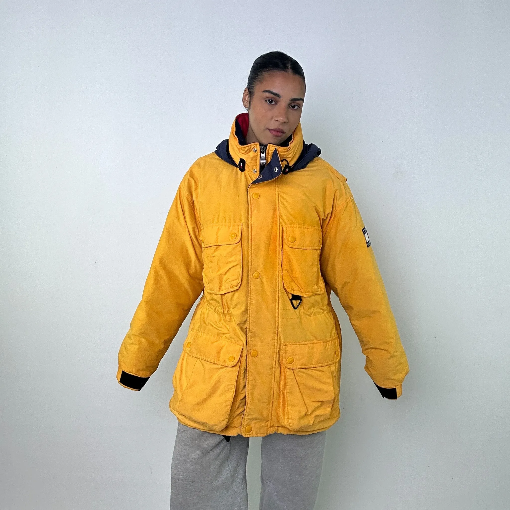 Yellow 90s Tommy Hilfiger Sailing Puffer Jacket Coat (XL)