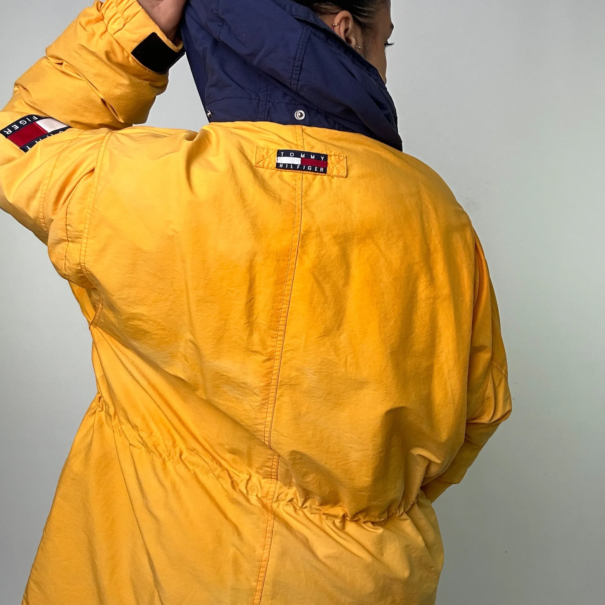 Yellow 90s Tommy Hilfiger Sailing Puffer Jacket Coat (XL)