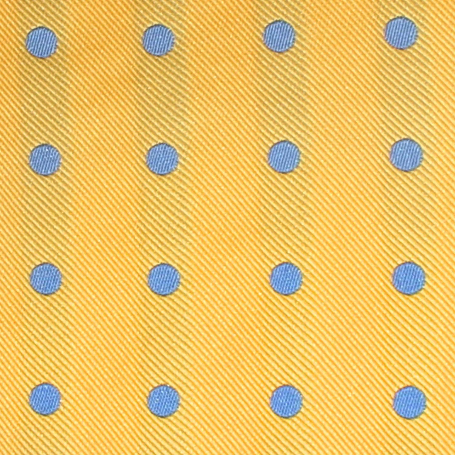 Yellow Pocket Square with Light Blue Polka Dots